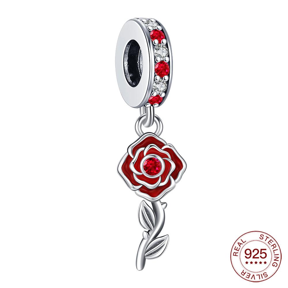 925 Silver Wedding Series Beaded Rose LOVE Love Charm Jewelry To Make Original Bracelet Women's Fashion Jewelry Gifts