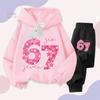 New Winter 2026 Six Seven Italian Brainrot 67 Number Girls hoodie Pants Casual Sports Set Children's Sweatshirt Hoodie suits