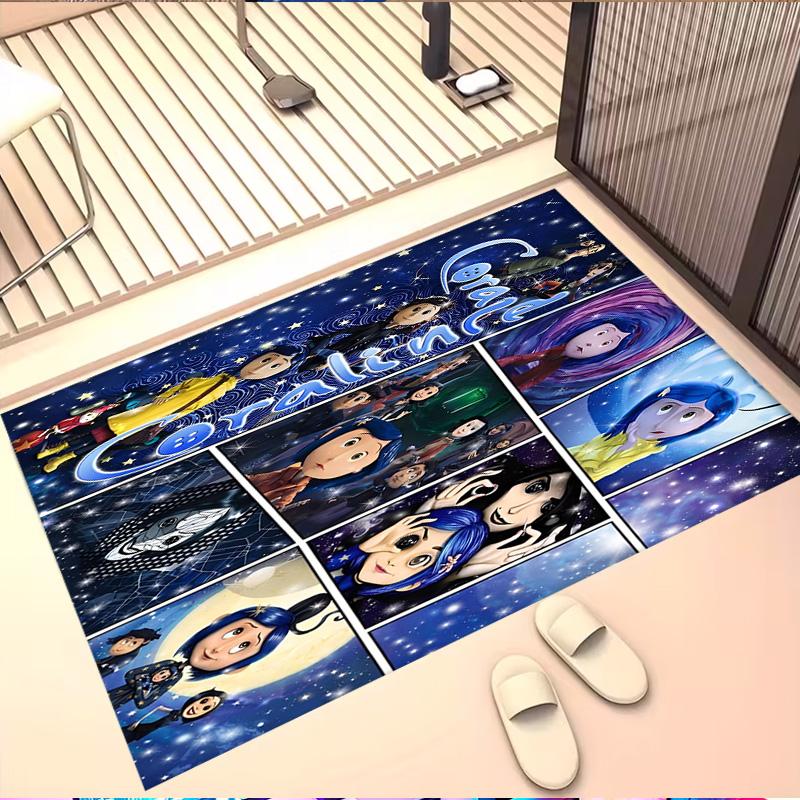 Coraline Print Rug, Washable Floor Carpet, For Entryway Dorm Laundry Room Office Study, Home Decor Birthday Christmas Gift