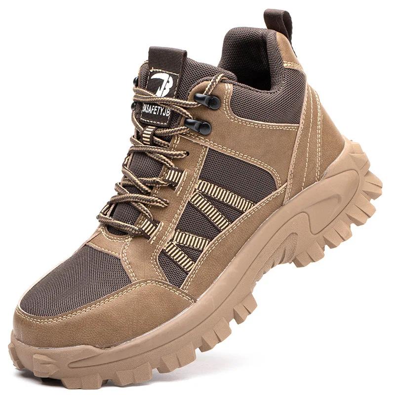 Fashion Work Safety Shoes For Men Lightweight Protective Work Sneakers Lightweight Men Shoes Breathable Shoes Anti-Puncture Work Boots