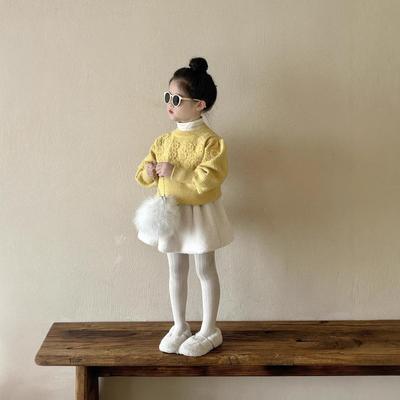 2024 Winter Floral Wool Sweater & Skirt Set for Children