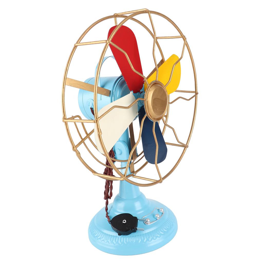 Ventilatore da Tavolo Vintage Stile Retrò Colori Raffinati Base Larga in Metallo Ventilatore da Scrivania Antico Decorazione per Vetrina H