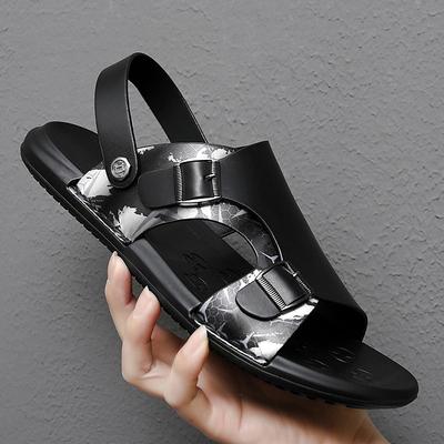 Sandals Men 2024 Trend Fashion Summer Outdoor All Black Shoes Non-slip Beach Luxury  Sandal Dual-purpose Sandal Waterproof