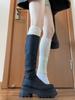 Fashion Autumn Winter Round Toe Women's Long Boots on Offer Gothic Boot Sale Waterproof Cosplay Y2k Hot Pu Ladies Knee High Shaft Shoes