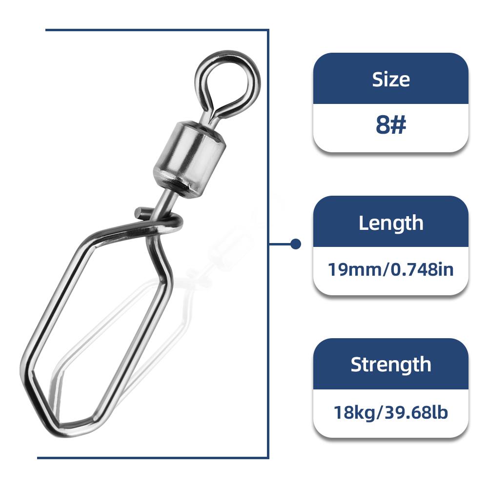MEREDITH Fishing Swivels Snap Hooked Snap Stainless Steel Fishing Rolling Barrel Swivel Fishing Lure Connector Lure Tackle