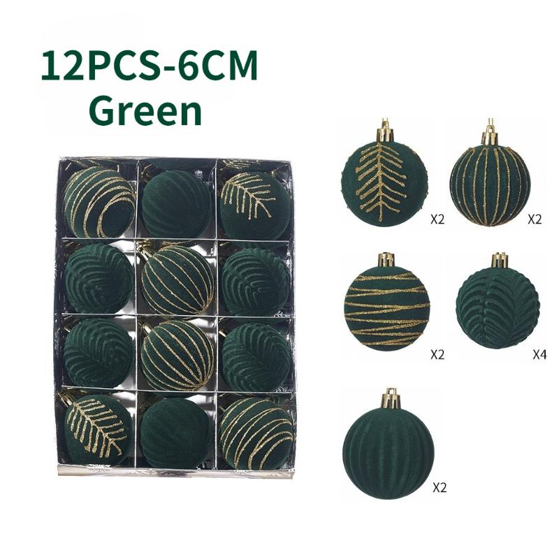 6/12 stuks 6cm Wijnrood Kerstbal Ornamenten Donkergroen Wit Kerstboom Feestdecoratie Nieuwe Kerstsferen Hanger 6CM