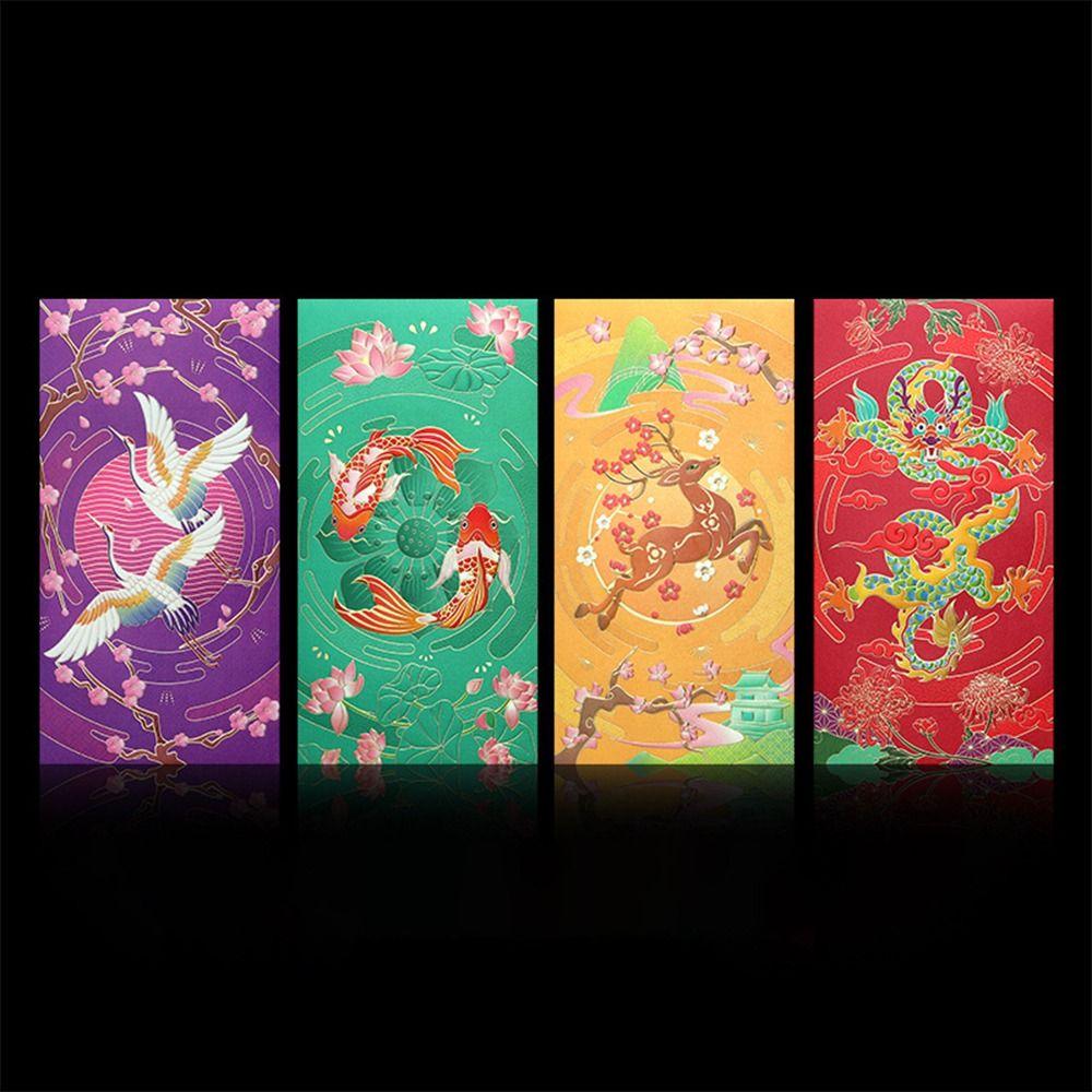 6PCS Cartoon Pattern Red Envelope Bag Multicolor Lucky Pocket Creatives Red Packet  Company Bonus