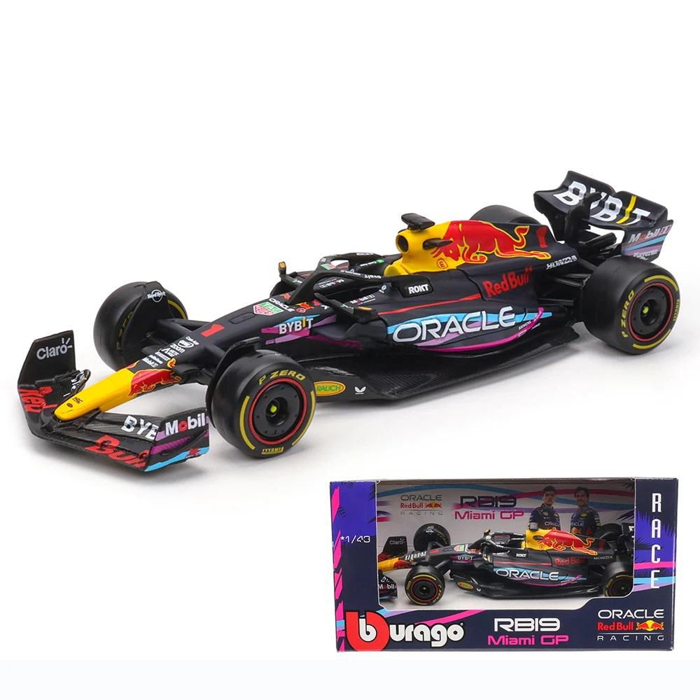 Bburago 1:43 F1 Red Bull Racing Rb19 Miami Gp  1# Max Verstappen 11# Sergio Perez Alloy Car Die Cast Model