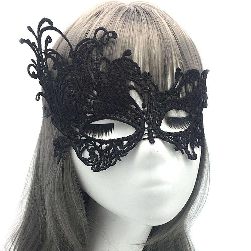 Fashion Half Face Masquerade Mask Black Hollow Venetian Mask Lace Eye Mask Venetian Party