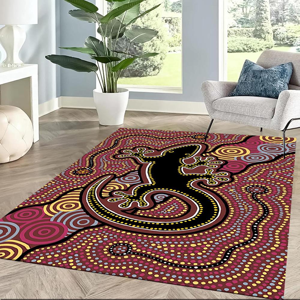Aboriginal Art Gecko Floor Mats for Living Room, Bedroom and Room Decoration Are Suitable for Gifts.