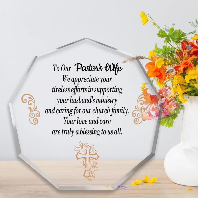 2D Flat To Pastor's Wife Appreciation Gifts Acrylic Desk Decor Plaque, Home Decor Plaque Hanging Wall Art Decorative Garden Decoration for Room Door S