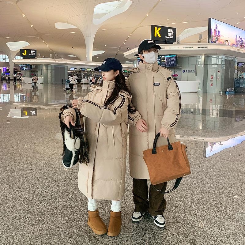 Down Cotton Jacket Winter 2025 New Korean Loose Thickened Student Couple Hooded Midi Bread Jacket Padded Jacket