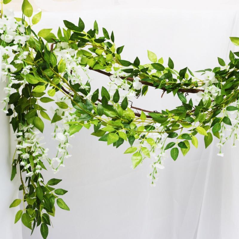180cm Fake Ivy Wisteria Flowers Artificial Plant Vine Garland for Room Garden Decorations Wedding Arch Baby Shower Floral Decor KTY
