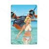 Vintage Airplane with Girl Poster Metal Tin Sign 20x30cm