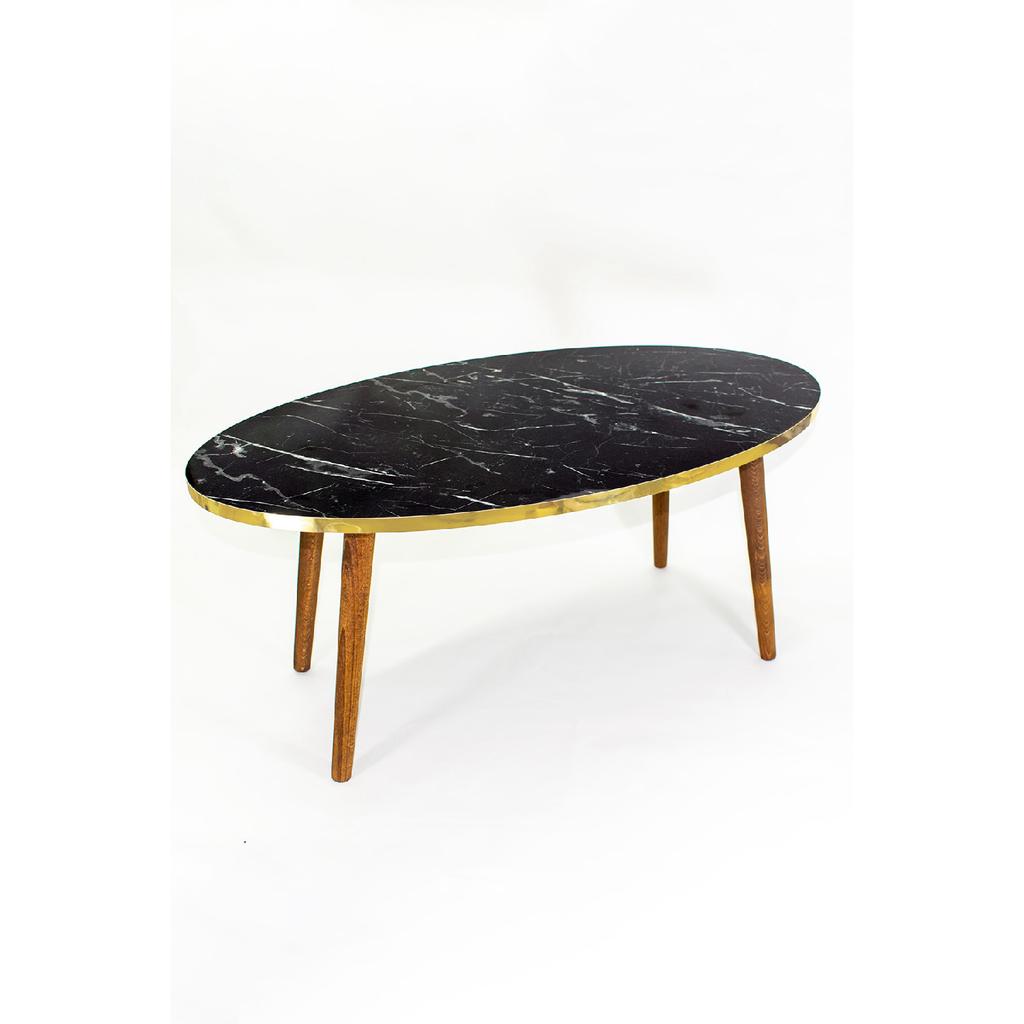 Center Table Wooden Turned Leg Ellipse Efes Gold