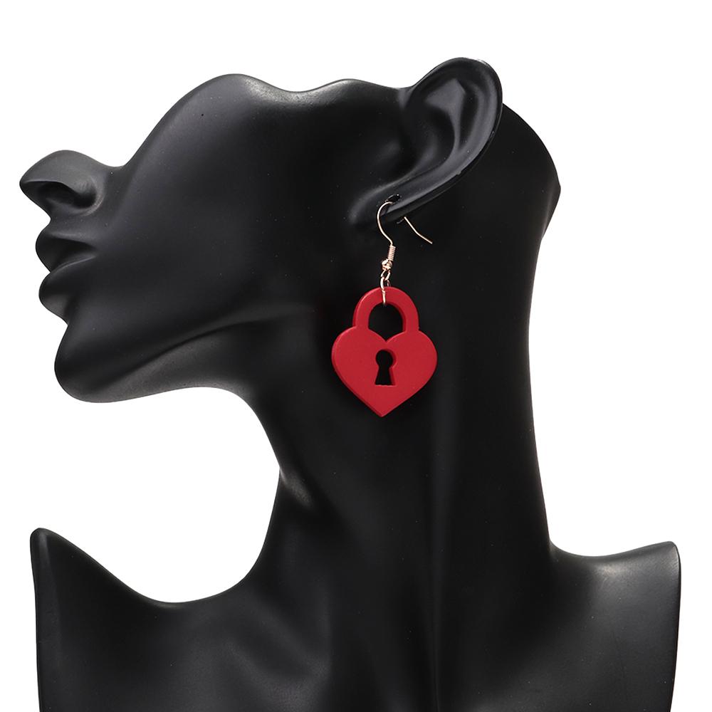 New Valentine's Day Sweet Acrylic Earring for Women Girls Creative Lock Key Heart Drop Earrings 2026 Fashion Jewelry Gifts