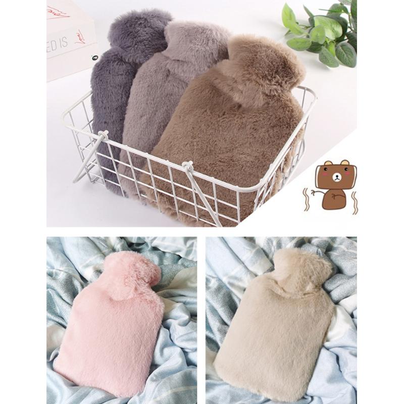 2L Water Bag Protective Case Winter Removable Plush Cover Cold-Proof Warm Faux Fur Fleece Cover Heat Preservation Covers