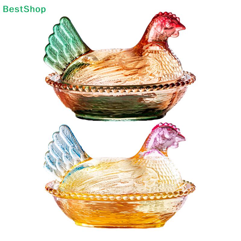 Vintage Hen Design Glass Serving Bowl - Lidded Storage Dish for Nuts, Fruits and Table Decor