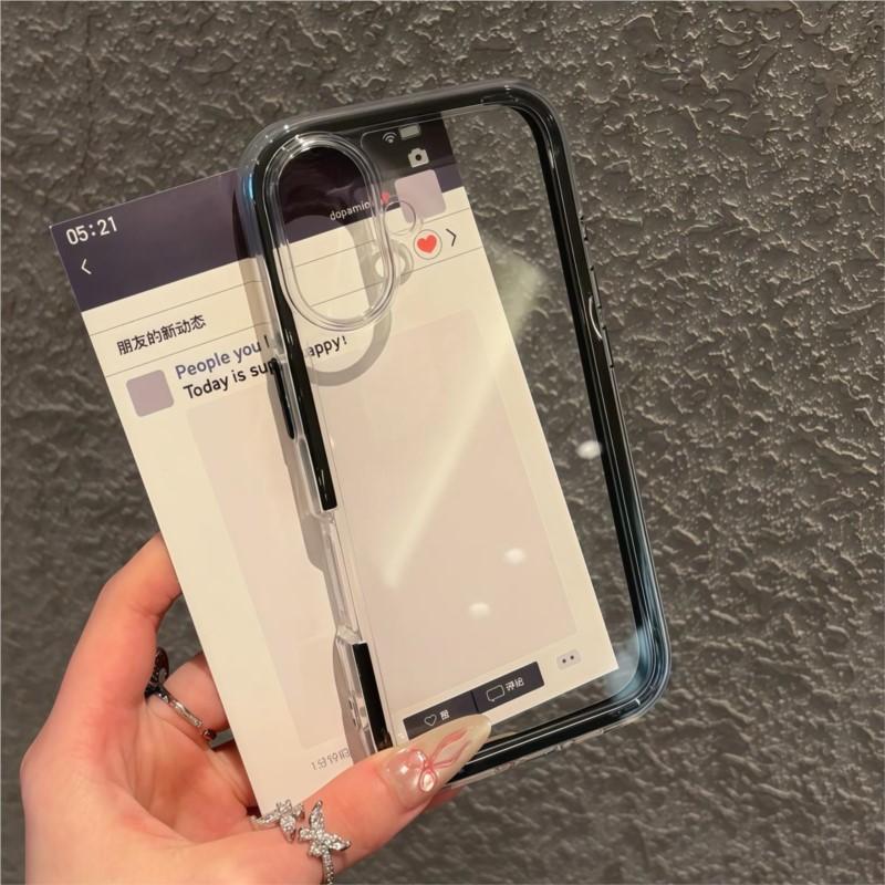 Luxury Transparent Shockproof Phone Case For iPhone 16 16E 14 15 Plus 11 12 13 Pro Max Color Frame Bumper Armor Protective Cover