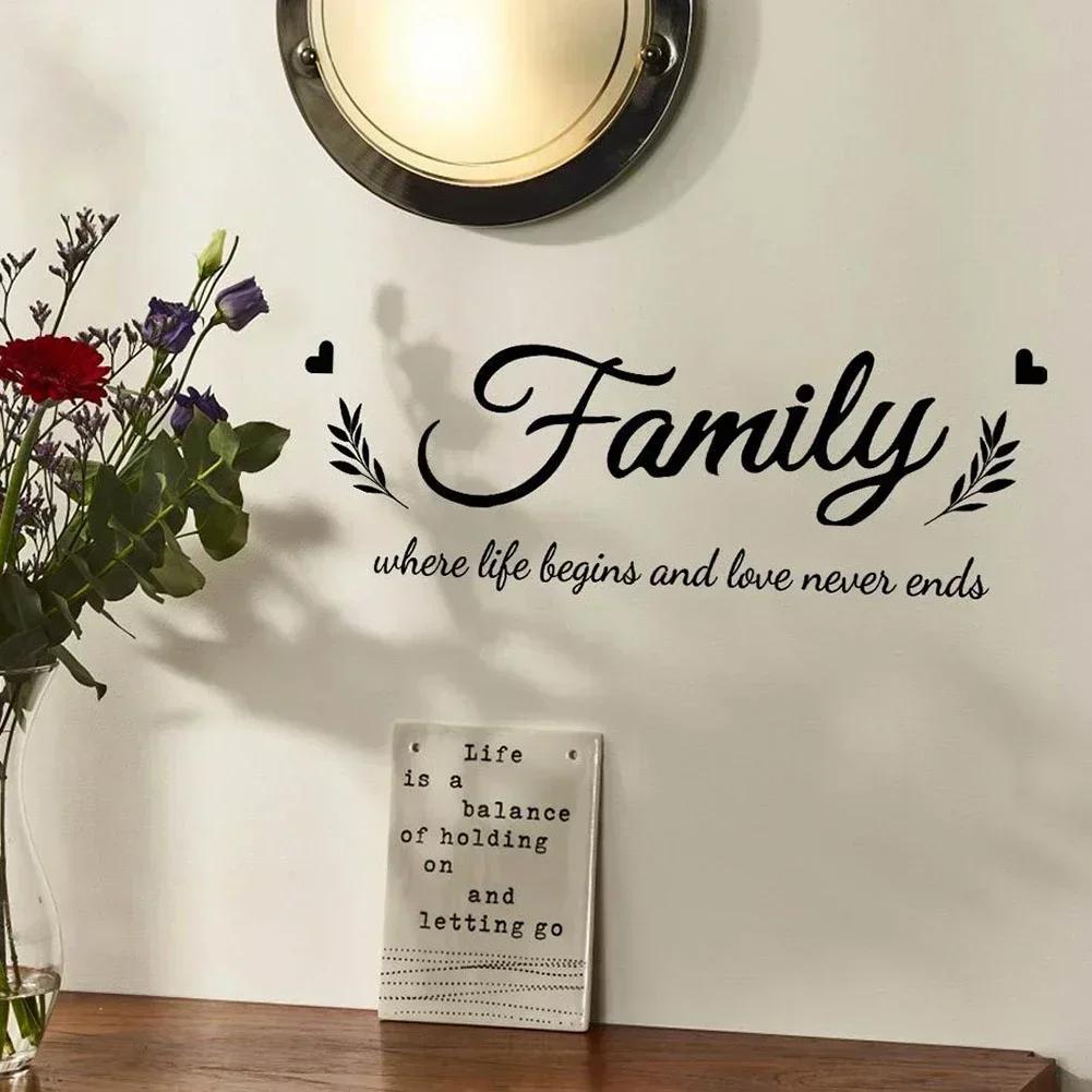 Family Quotes Stickers Family Words Wall Stickers Bedroom Living Room 10cm*30cm*0.1cm Customizable Design Easy To Remove