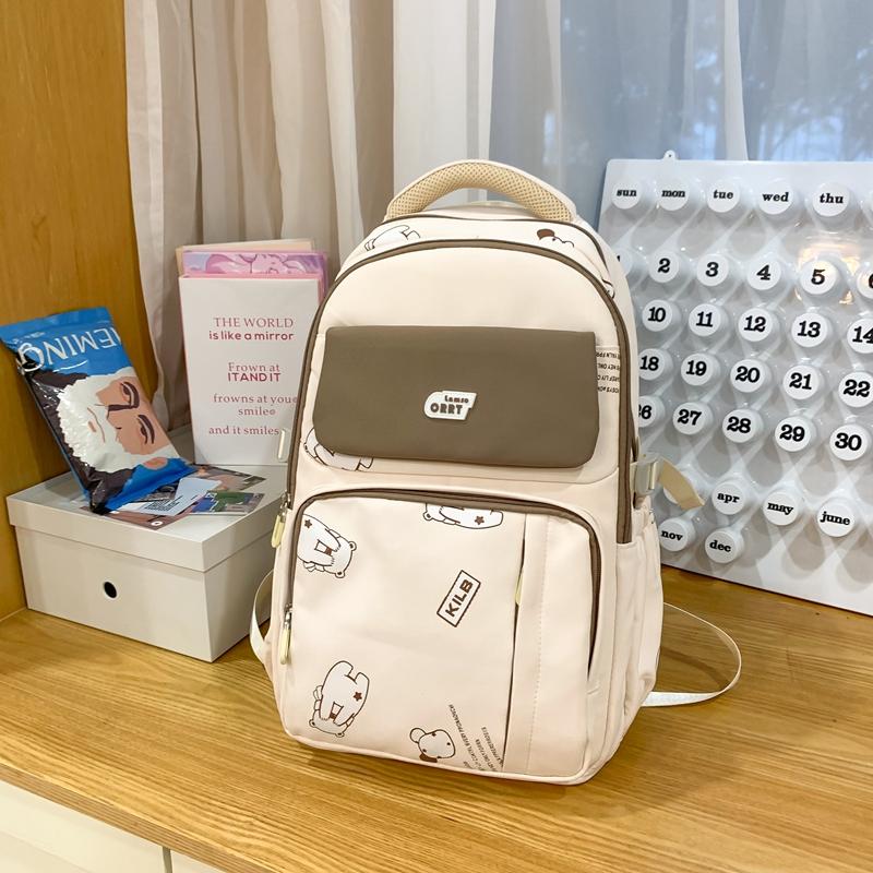 Women's Schoolbag Junior High School Student Color Block Backpack Computer Backpack