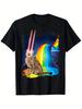 Unisex T-shirt Laser Cat Rainbow Tshirt Science Fiction Space Geek by Zany Brainy Happy Easter Festival Carnival Fa