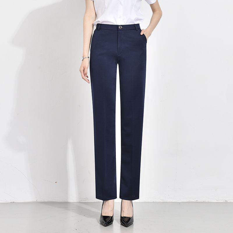 Women's Professional Elastic Straight-Leg Trousers for Office and Hotel Wear