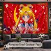 Wall Hanging Tapestry Custom NameSailor Moon Pattern Personalized Printed Fabric Wall Decor