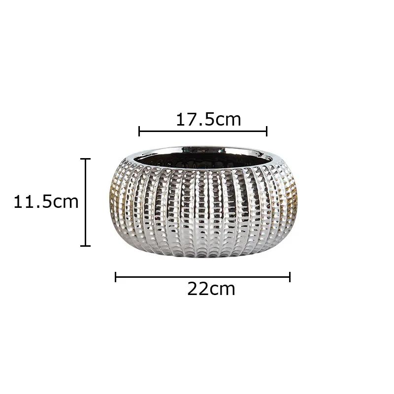 Creative Golden/Silver Plated Ceramic Flower Pots Vase Desk Decoration Artificial Flower Decorative Floral Arrangement Vases