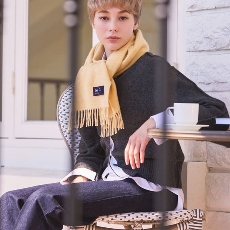 ABRAHAM MOON Merinowolle Schal 25cm - Sand