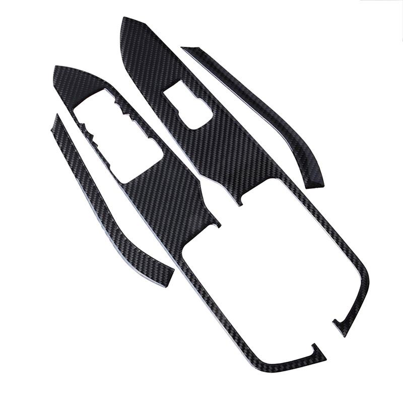Carbon Fiber Interior Window Switch Cover Trim Fit For Ford Mustang 2015-2019
