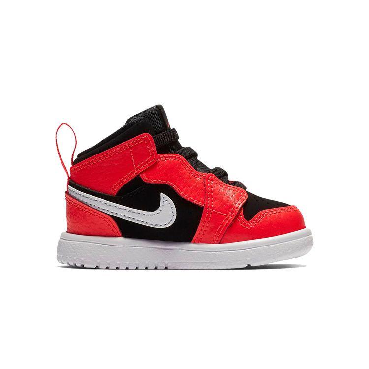 Jordan Air  1 Mid Alt Td Comfortable Lightweight Durable Mid-Top Walking Shoes Baby Shoes Black Red AR6352-061