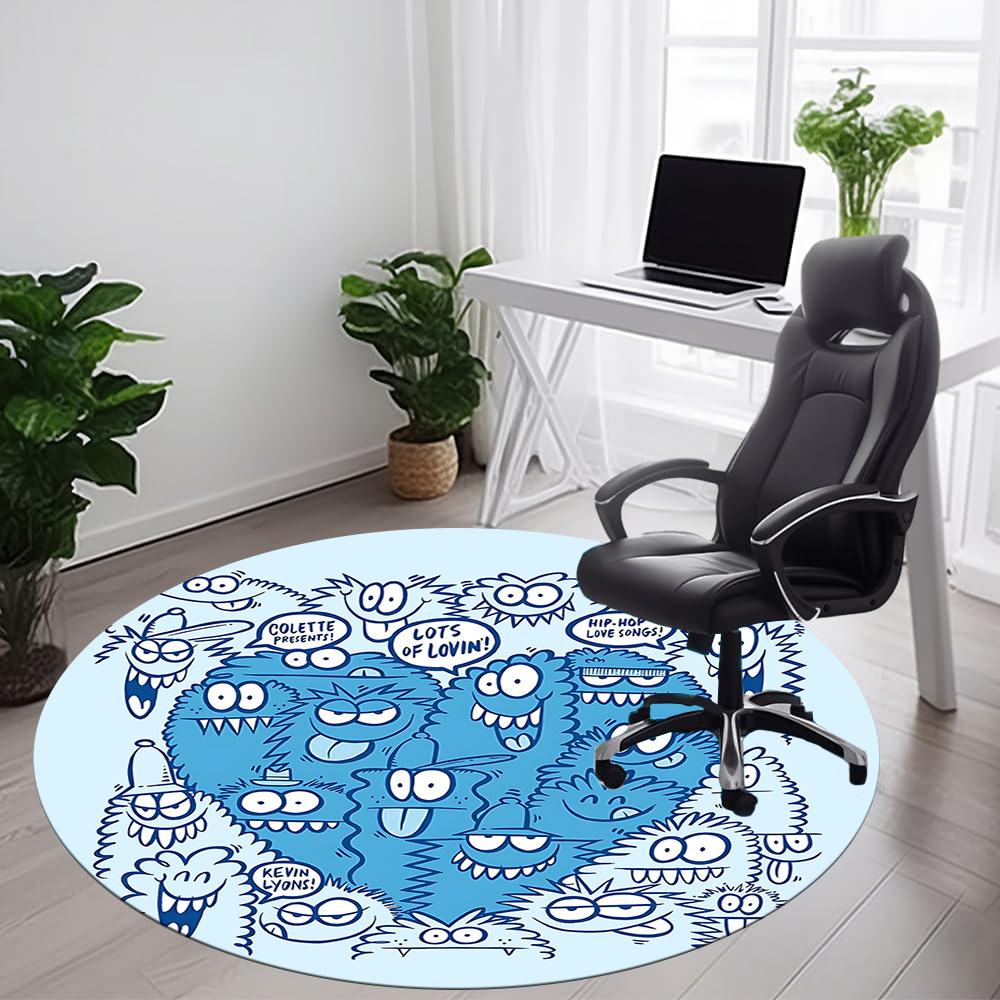 1pc Monster Party Office Round Area Rug, Indoor Mat Suitable ForOffice, Under Office Chairs Bedroom Living Room Home Decor, Room Decot047