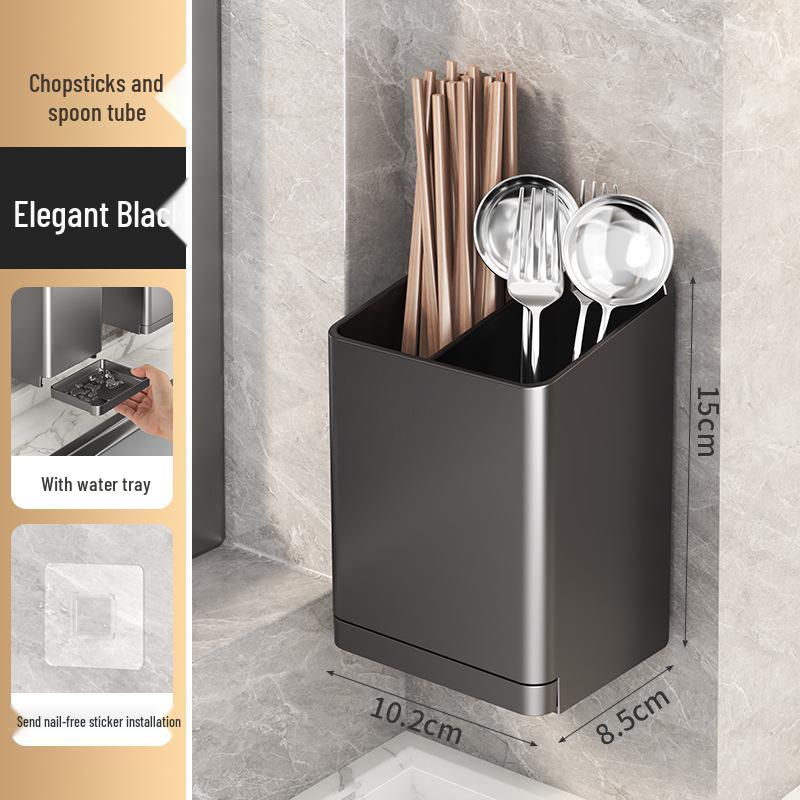 

Wall-Mounted No-Drill Soup Spoon & Chopstick Storage Rack