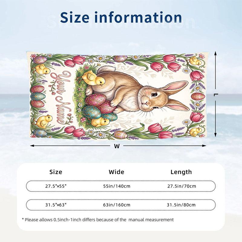 Easter Bunny Theme Beach Towel Personalized Custom Name & Text Soft Quick Dry Beach Towel for Swimming Travel