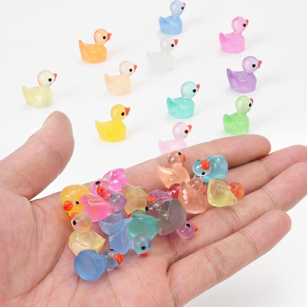 10/20ks Svítící Mini Pryskyřičné Kachničky Malé Kachničky Svítící ve Tmě Malé Plastové Miniaturní Kachničky Figurky pro Kutilství Pohádková Zahrada