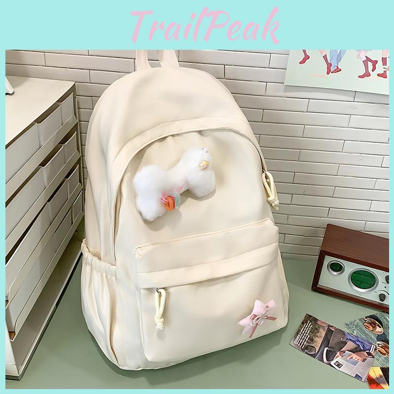 Minimally Designed Backpack With Solid Color Design For Travel And School Use