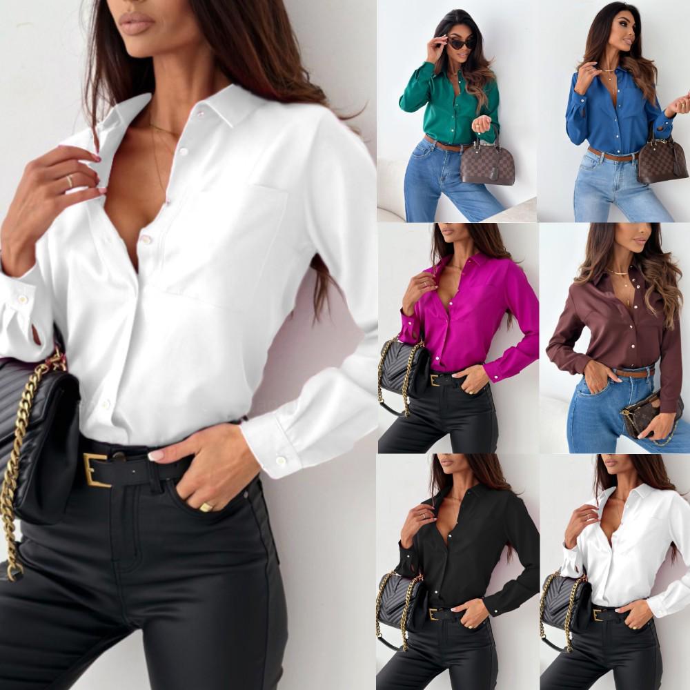 

2023 Bestseller Autumn Solid V-neck Women s Blouse - Simple Style XL темно-зелений колір