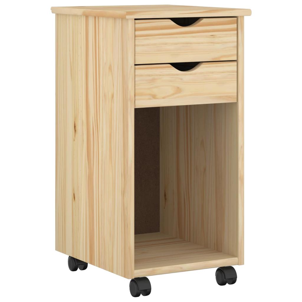 Rolling Cabinet Brown 34 x 39 x 65.5 cm Solid Pine Wood