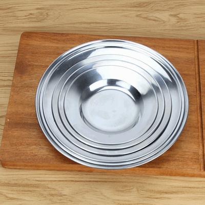 Stainless Steel Dish Plate Thickened Metal Multifunction Round Dinner Plate for Home Restaurant Outdoor Camping Small, 16cm/6.3in