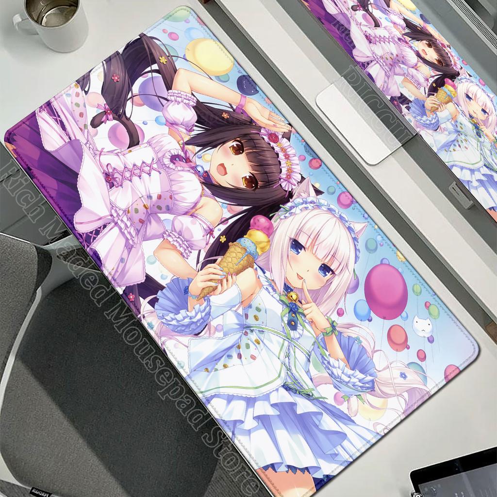 XXL Gamer Computer Desk Mat Nekopara Mouse Pad Cute Anime Girl Mousepad Carpet Office Laptop Mousemat Desktop Table Mat 900x400