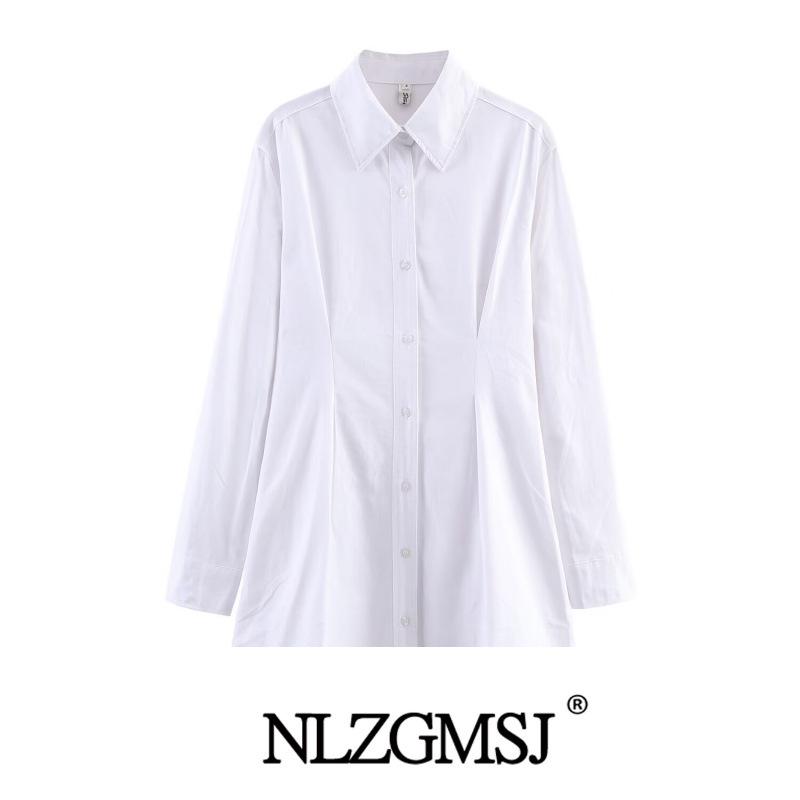 2026 Spring European & American Style Loose Fit Oxford Lapel Shirt Small белый