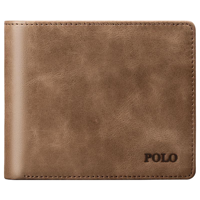 Мужской кожаный складной кошелек-кардхолдер POLO