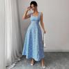Women's Floral Print Square Neck Sleeveless A-Line Dress Multi Colors