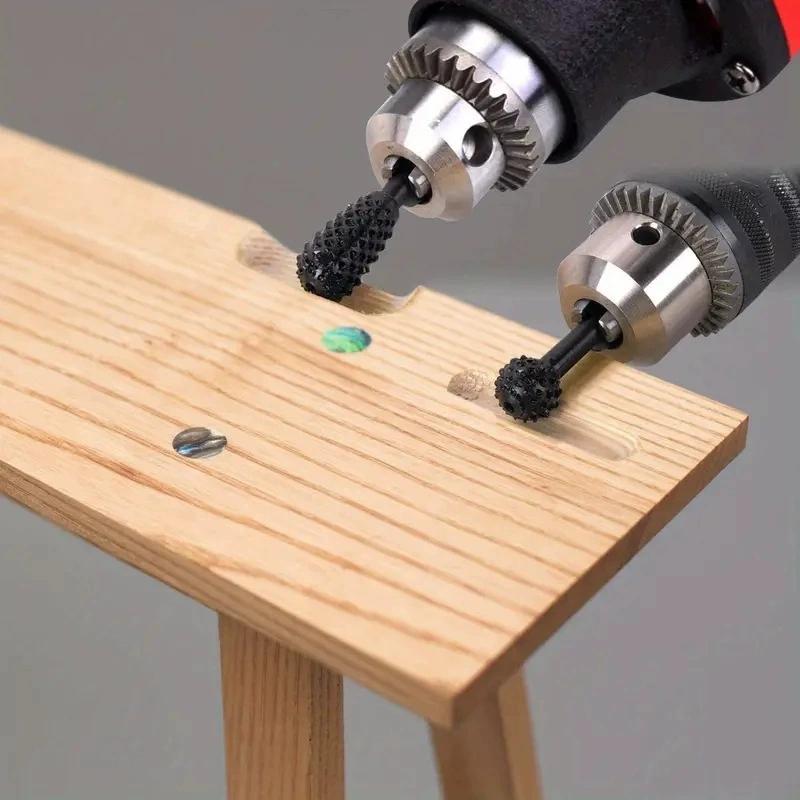 5pcs/set Woodworking Rotary Files Grinding Head Embossing Rotary File Wood Carving Tools Round Shank File Drill Bits Hand Tools