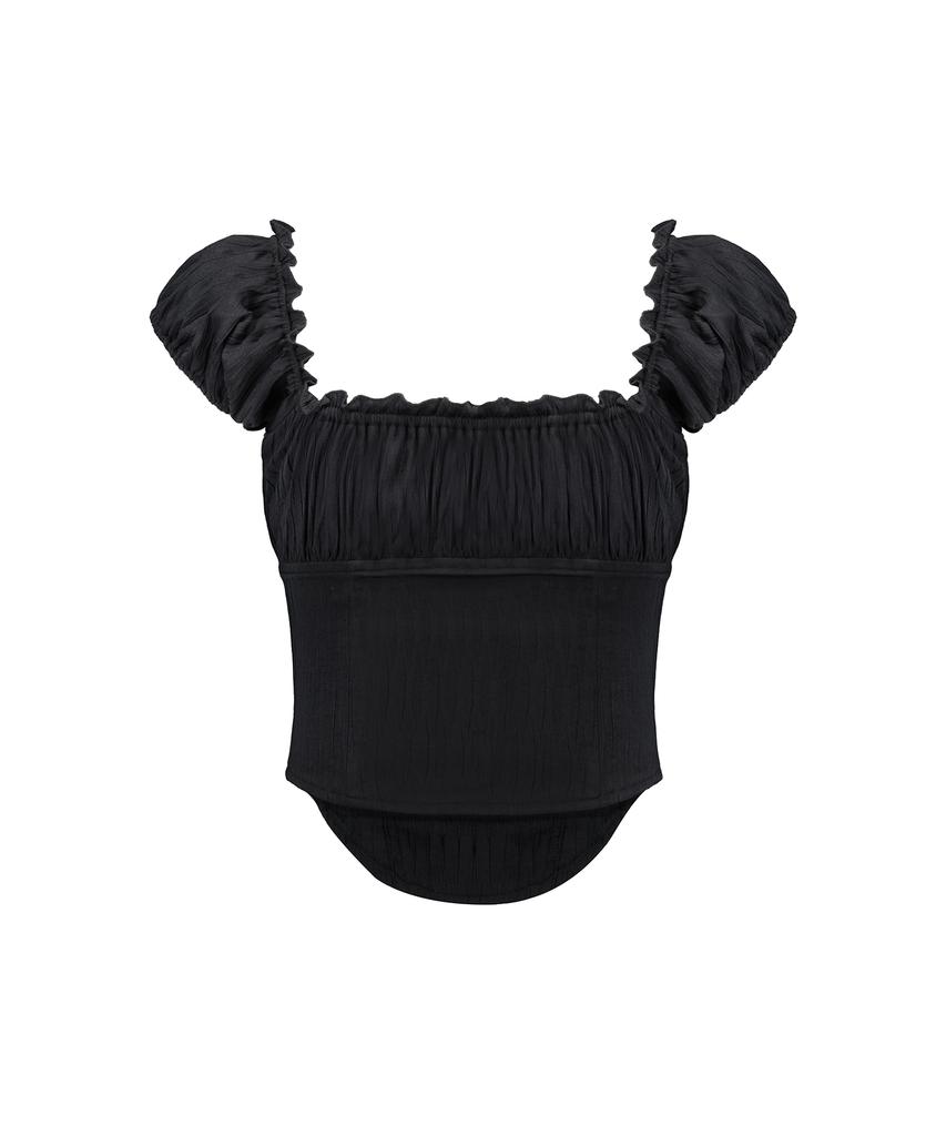 ROCKCAKE Curve Line Corset Blouse - Black