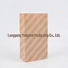 Striped Polka Dot Kraft Paper Bag with Square Bottom for Hamburger, Pastry, Takeout, and Gift Packaging.