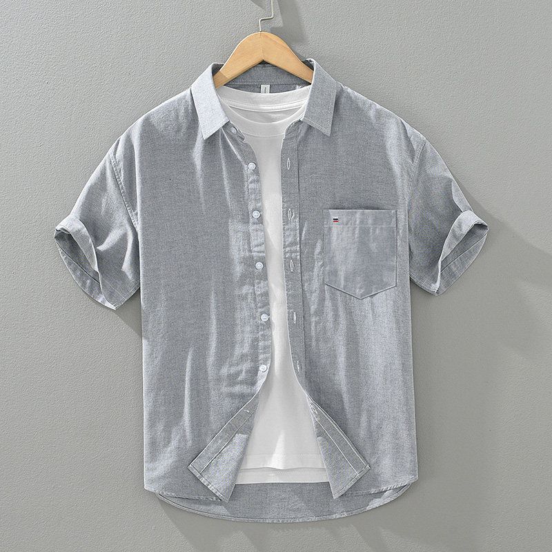 Foreign Trade Surplus Simple Soft Short-Sleeve White Shirt for Men, Comfortable High-End Casual Breathable Shirt