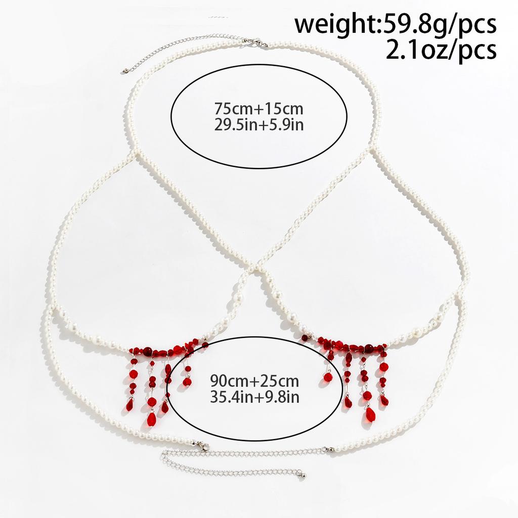 Gothic Pearl Waist Chain Waist Chain Creative Halloween Blood Drop Fringed Body Chain Girl