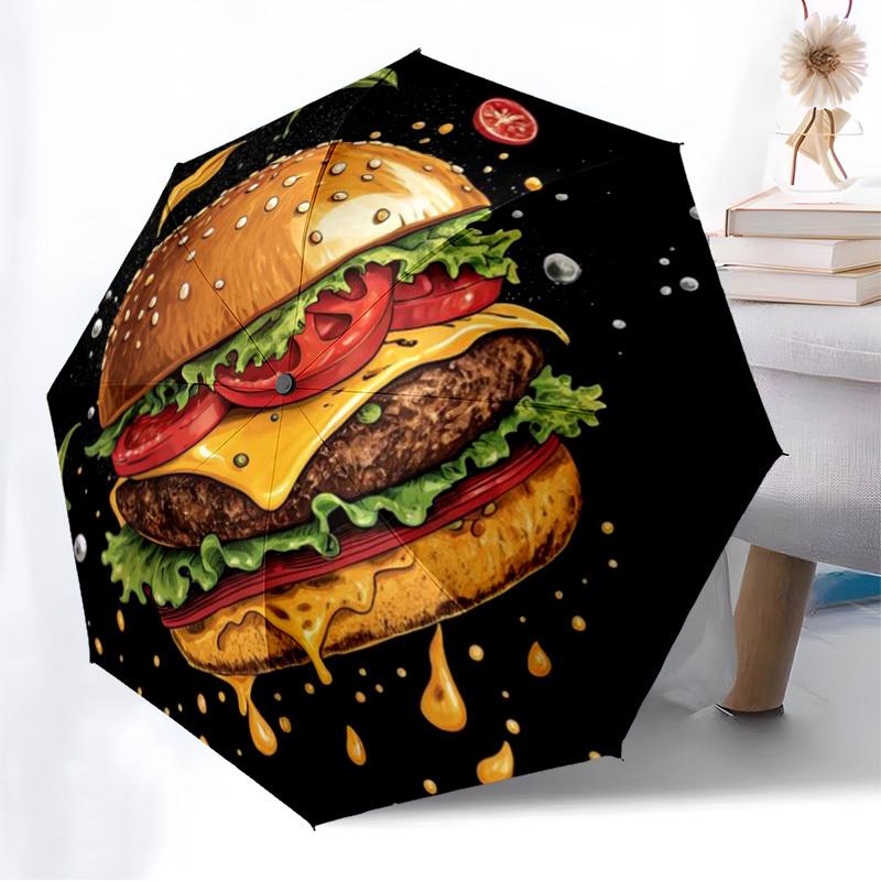 1pc Cheeseburger, Hamburger Automatic Open/Close Umbrella, Folding Compact Umbrella with Lightweight Design for Women/Men yy251011109